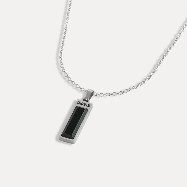 Onyx Verge Pendant - Mens Silver Pendant Necklace - By Twistedpendant