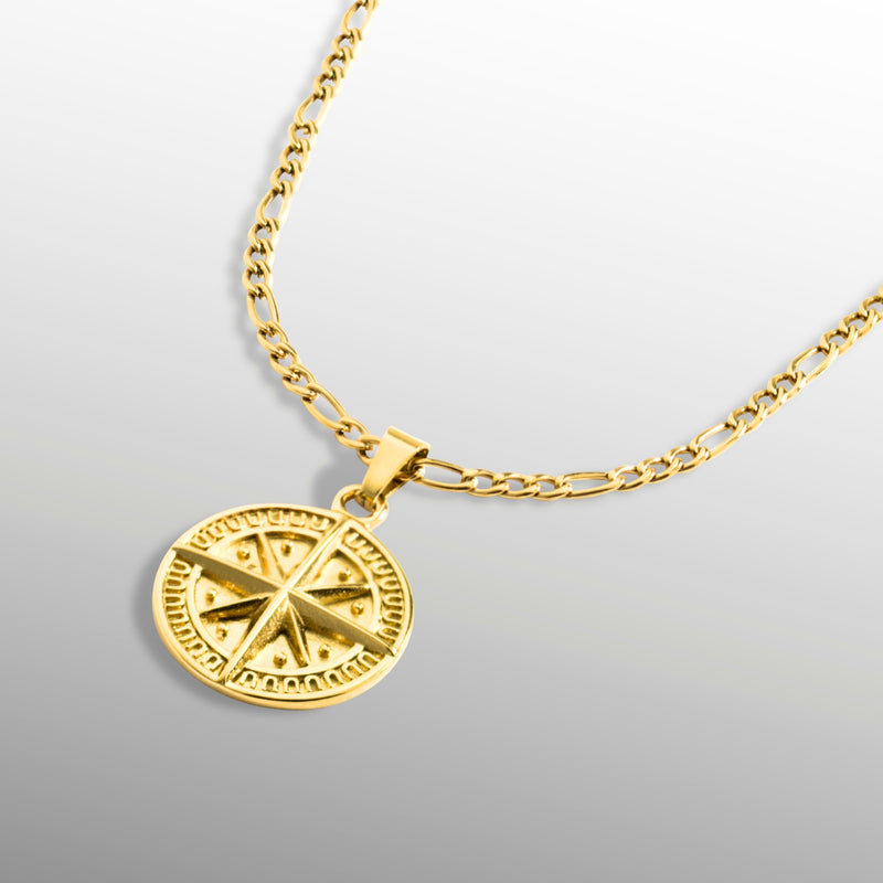 Men's Gold Compass Pendant Necklace - Men's Gold Necklace | Twistedpendant