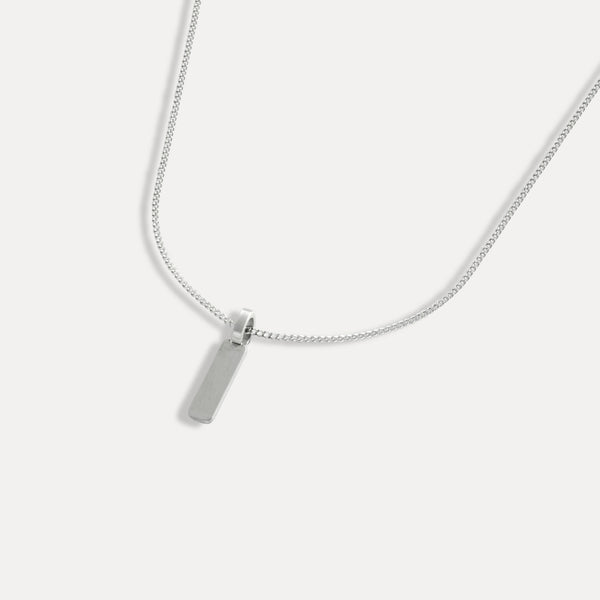 Silver Matte Bar Pendant Necklace - Silver Necklace For Men By Twistedpendant