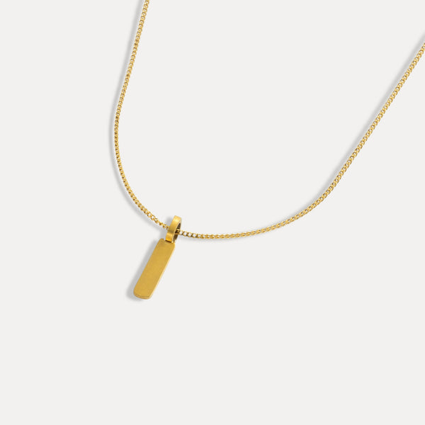 Gold Matte Bar Pendant Necklace - Gold Necklace For Men By Twistedpendant