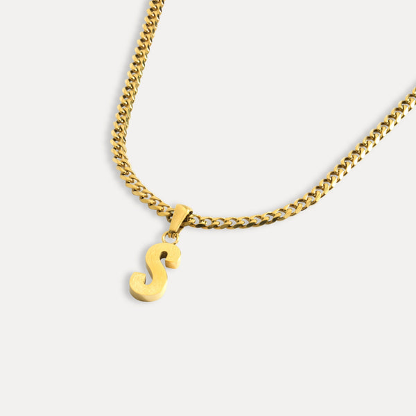 18K Gold Initial Letter Necklace - Personalised Initial Necklace for Men - By Twistedpendant