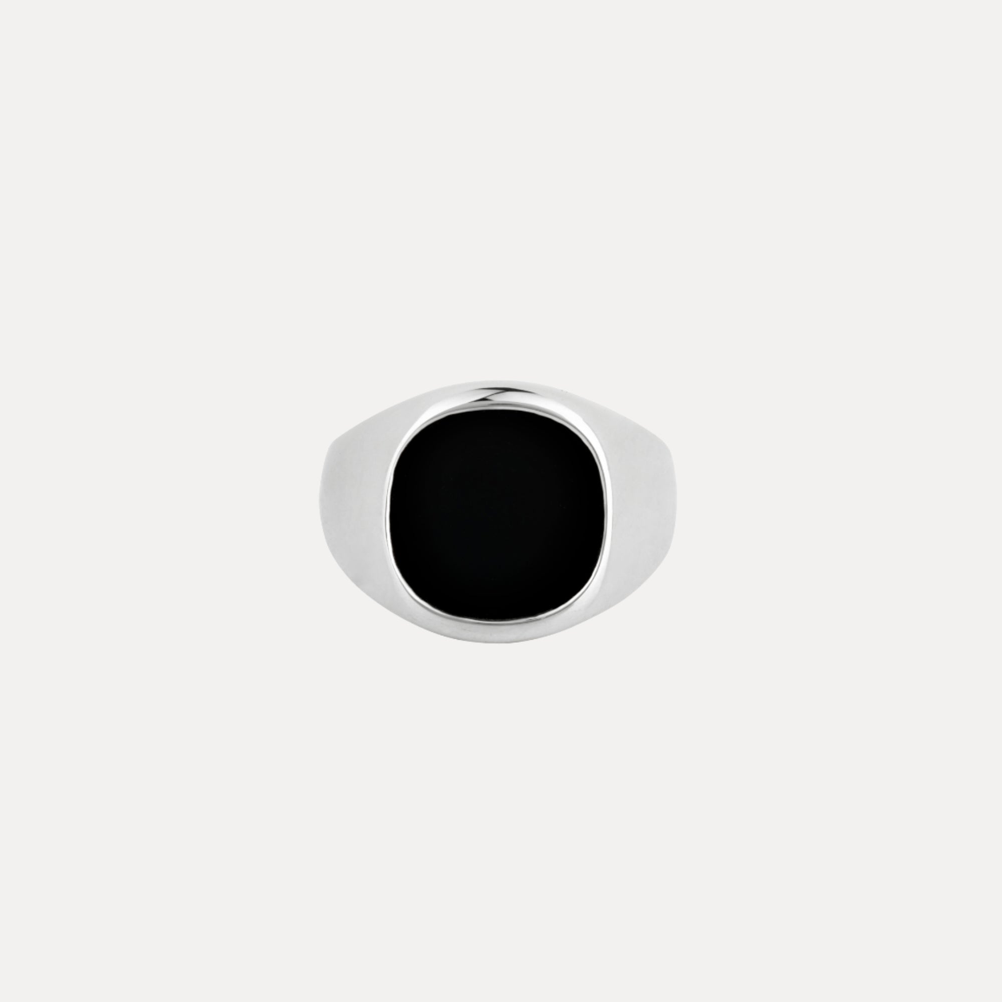 Large Black Onyx Signet Ring - Silver