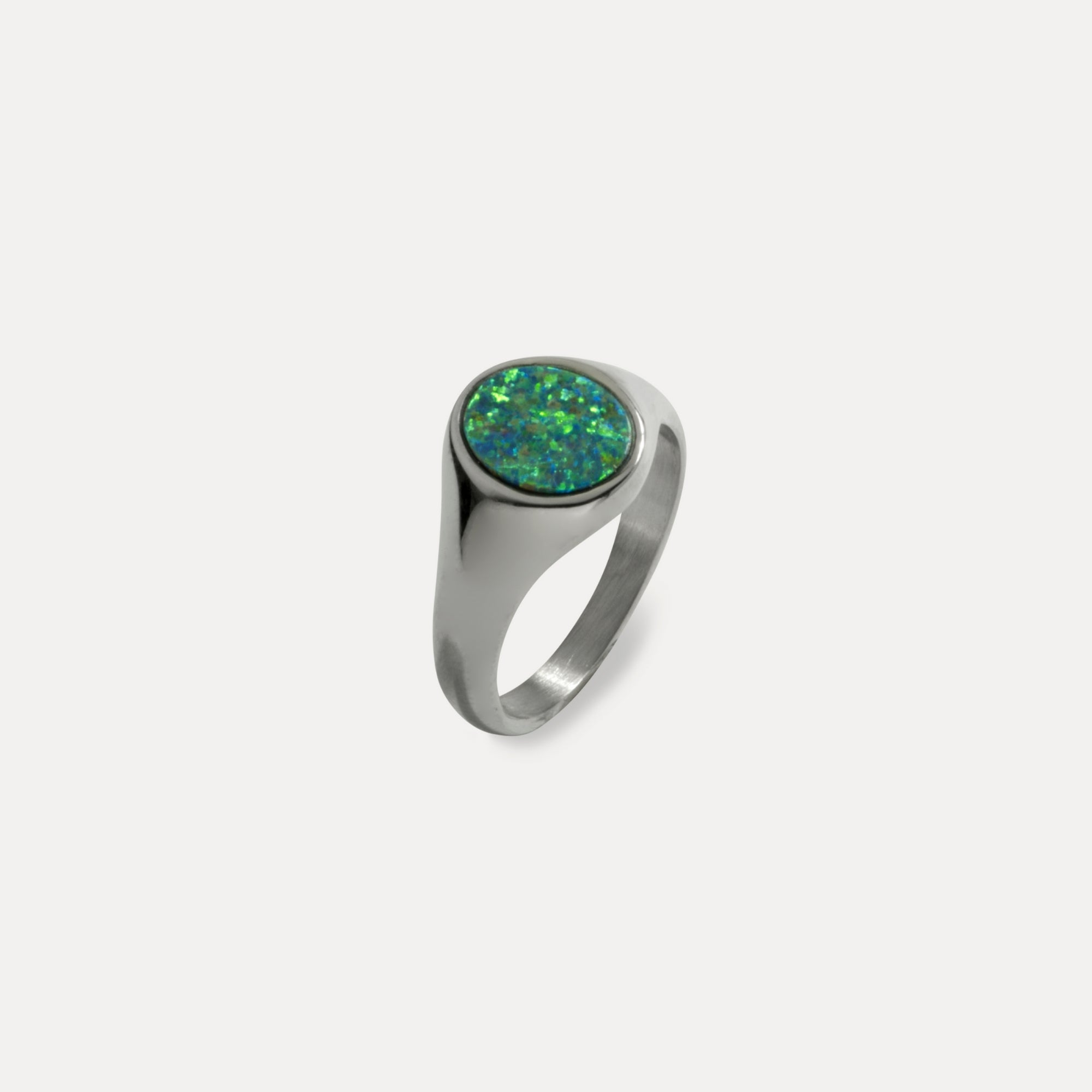 Silver Opal Signet Ring - Mens Rings | By Twistedpendant