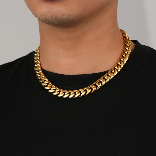 Gold Chunky Cuban Chain (12MM) - Gold Chain For Men By Twistedpendant