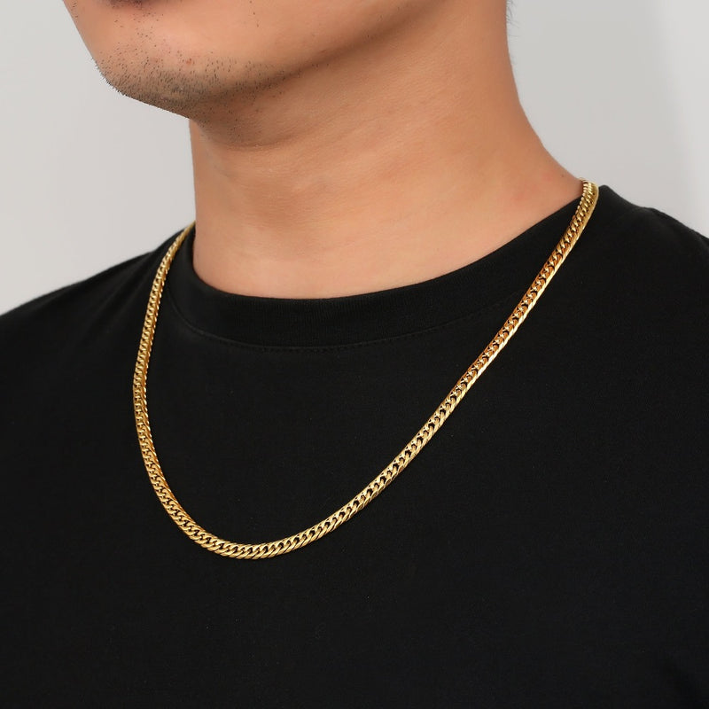 Mens Gold Flat Cuban Chain (6MM) | Mens Necklace By - Twistedpendant