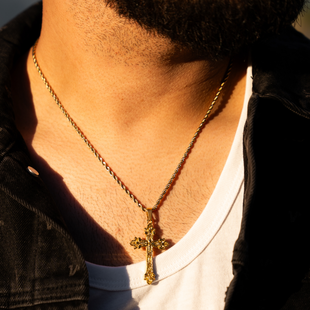 Vintage Gold Cross Pendant - Men's Gold Necklace | Twistedpendant