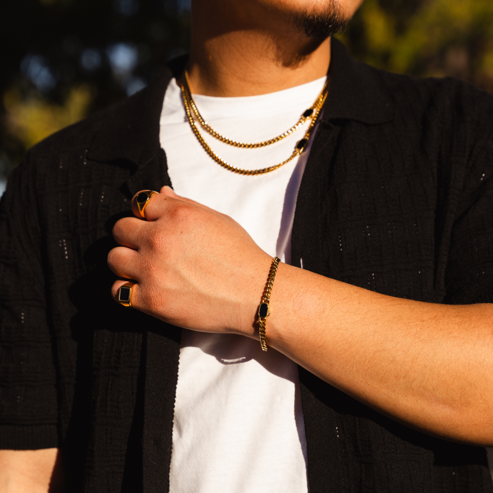 18K Gold Cuban Chain Set - Mens Bracelet & Chain Gift Set By Twistedpendant