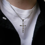 Silver Crucifix Pendant Necklace - Mens Cross Pendant - By Twistedpendant