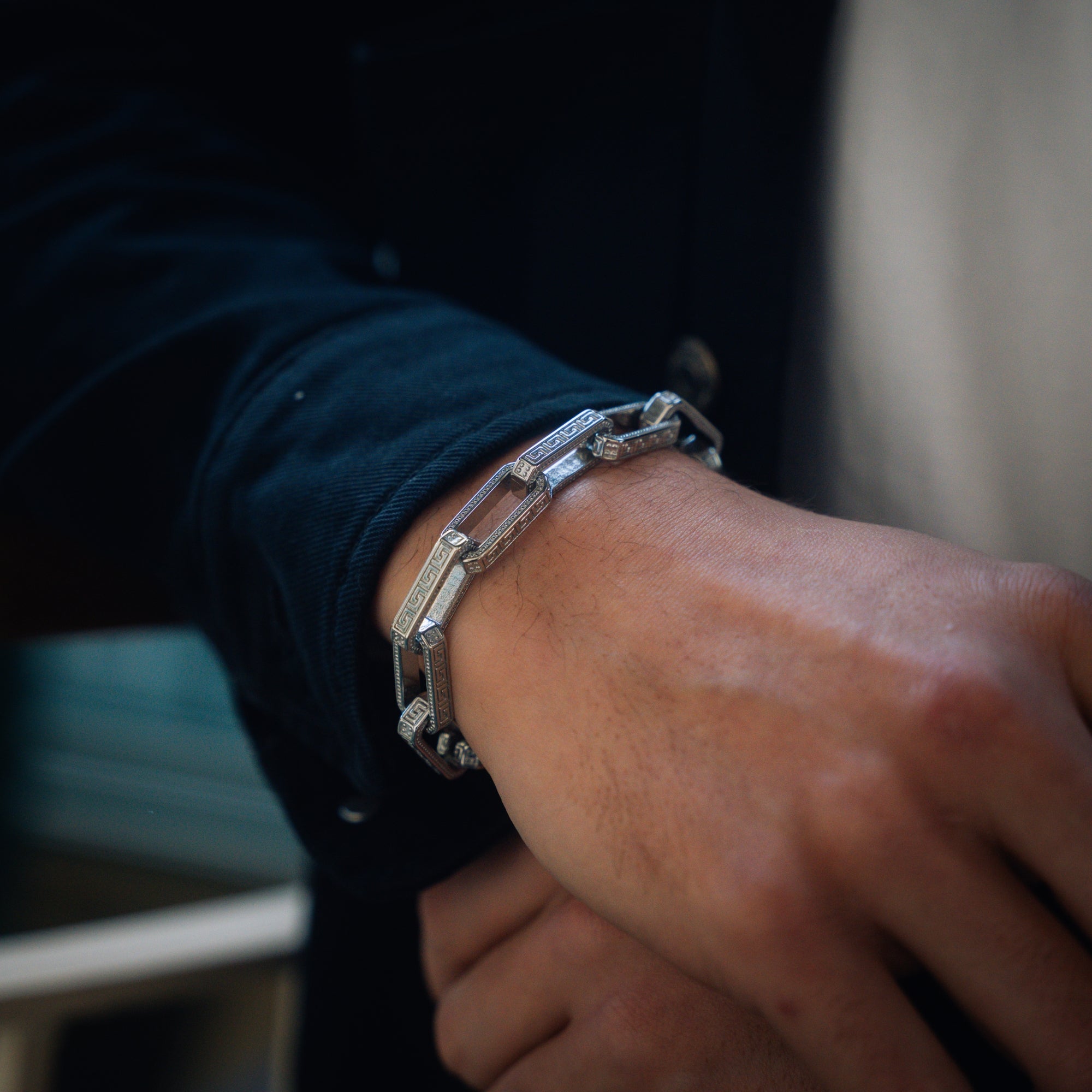 Greek Key Bracelet - Silver