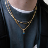 Mini Lapis Lazuli Pendant | Gold Necklace For Men - By Twistedpendant