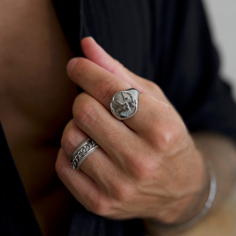 Mens Silver World Ring - Buy Mens Silver Rings | Twistedpendant