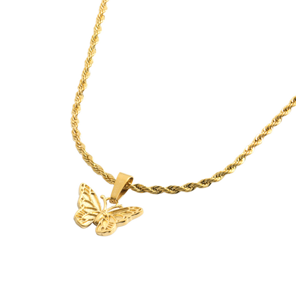 Gold Butterfly Pendant Necklace - Gold Necklace For Men By Twistedpendant