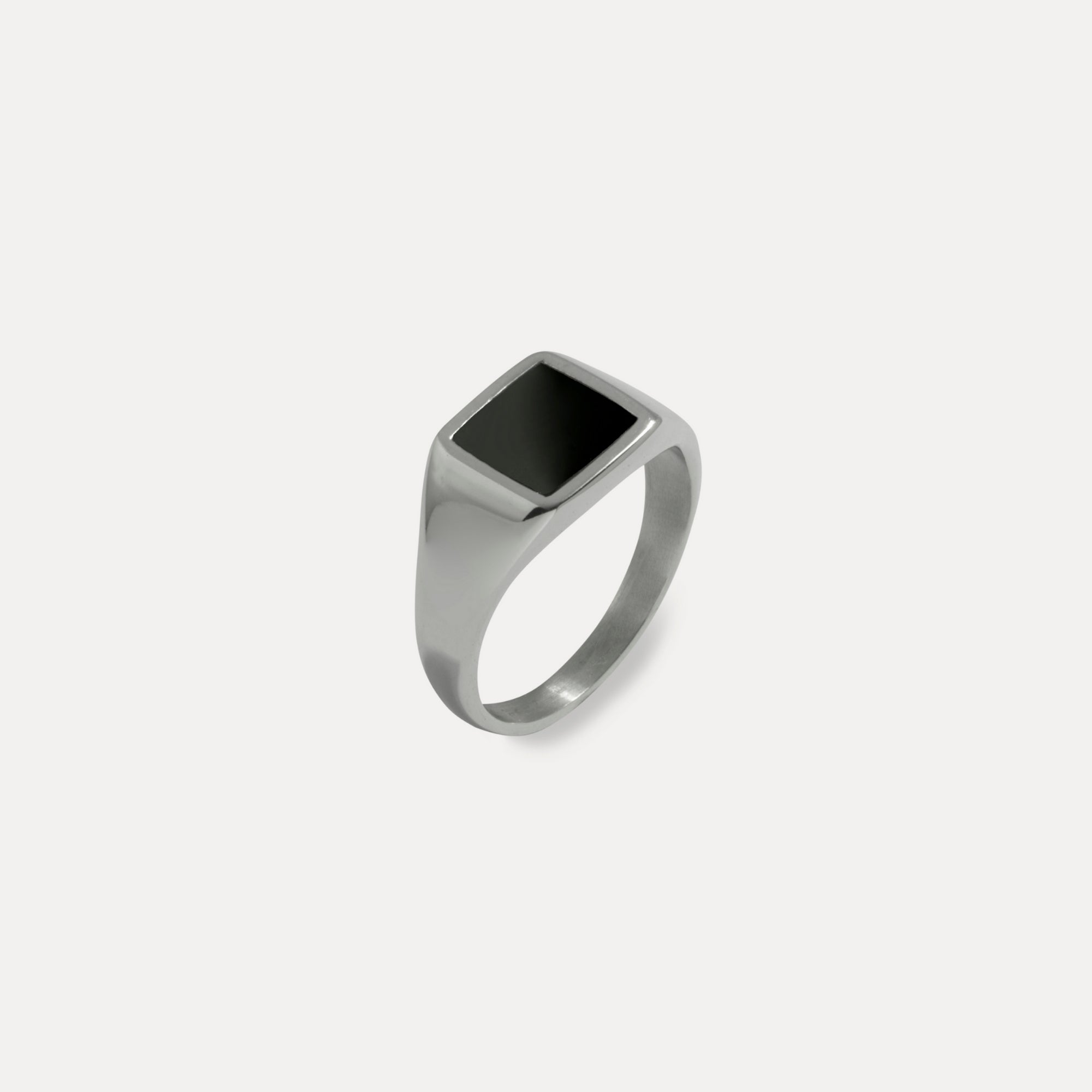 Mens Rings - Silver Square Onyx Signet Ring - By Twistedpendant