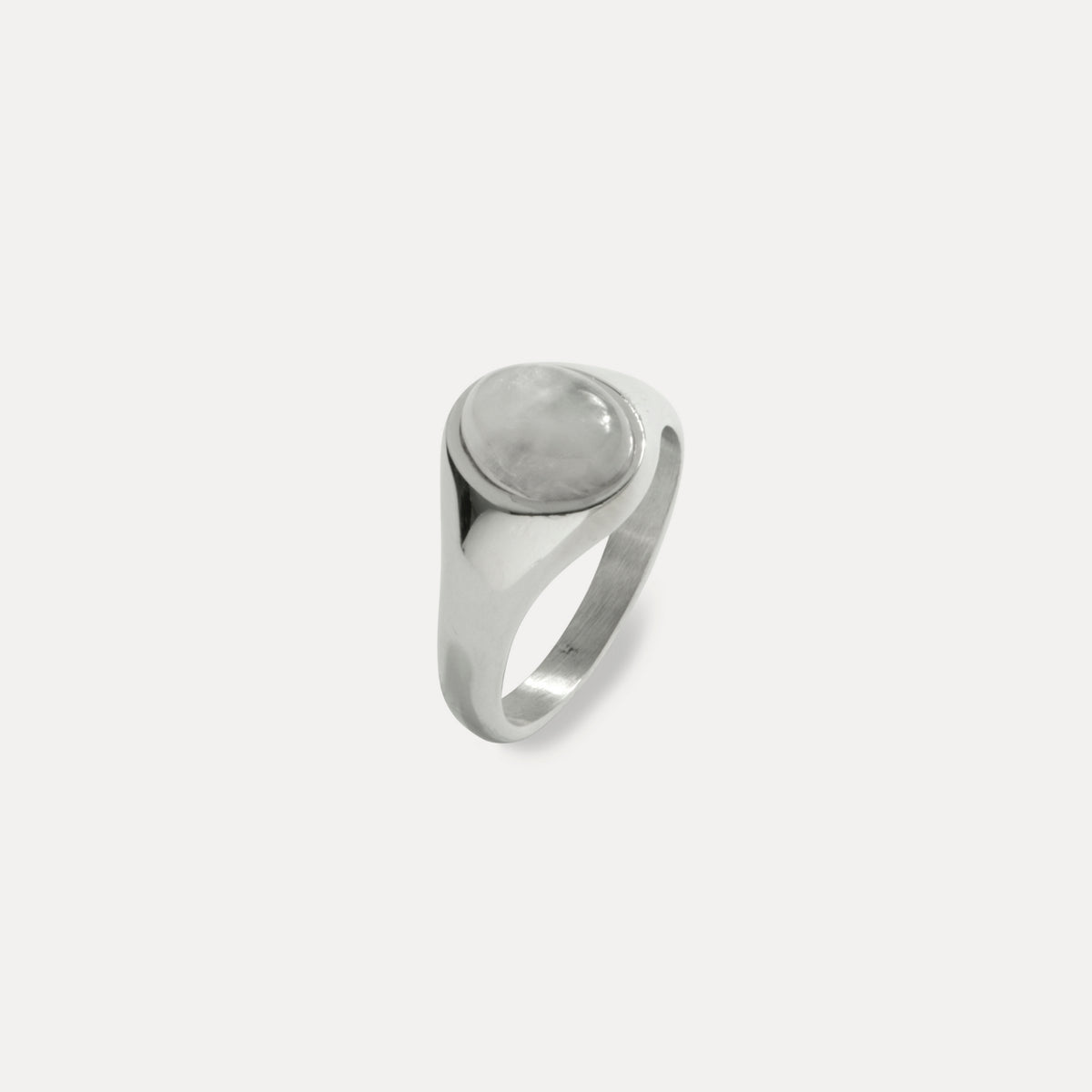 Rose Quartz Signet Ring - Silver