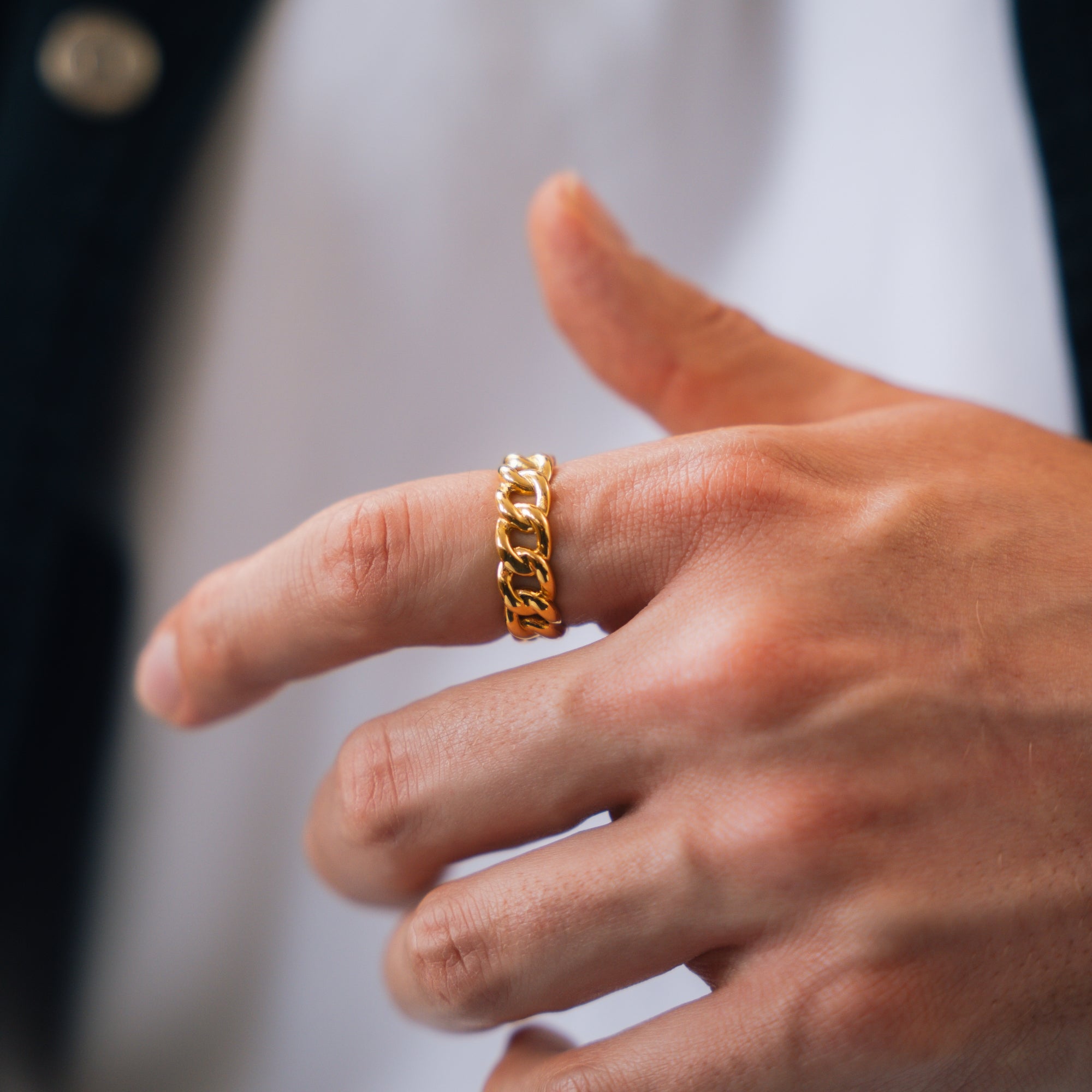 Twisted Cuban Band Ring - Gold