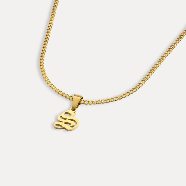 Gold Old English Initial Necklace - Mens Initial Pendant By Twistedpendant