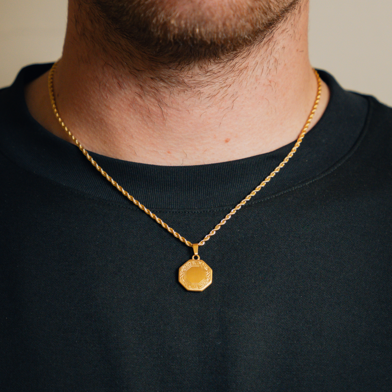 Men's Gold Octagon Pendant - Men's Small Necklace | Twistedpendant