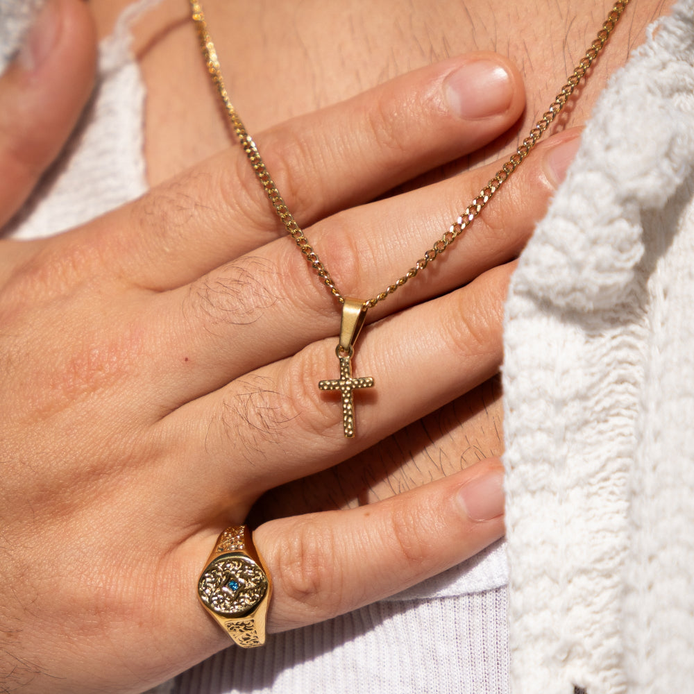 Micro Hammered Cross - Silver