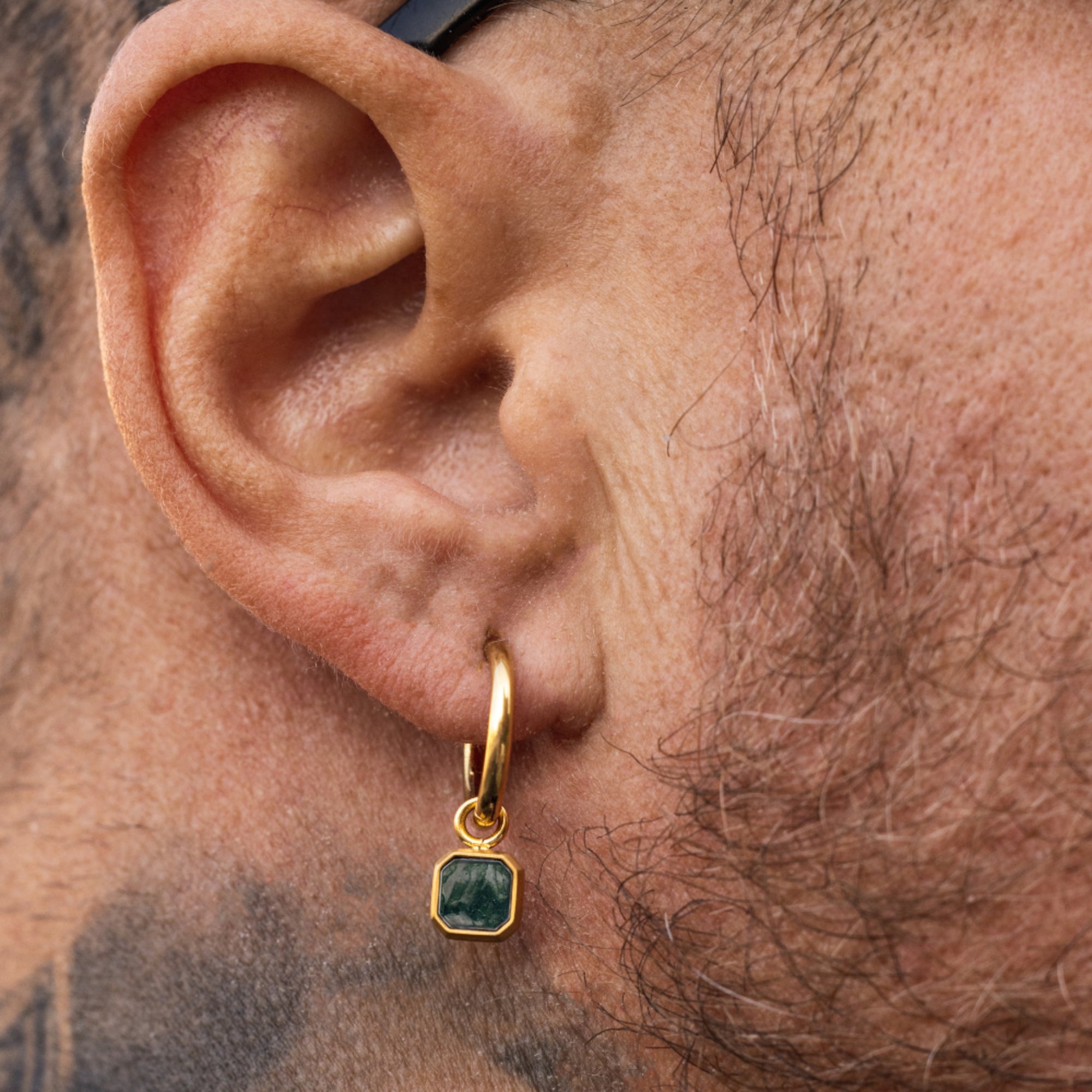 Moss Agate Dangle (Gold)