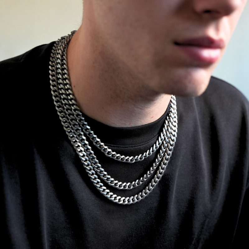 Thick Silver Matte Cuban Chain (8MM) - Mens Necklace By Twistedpendant