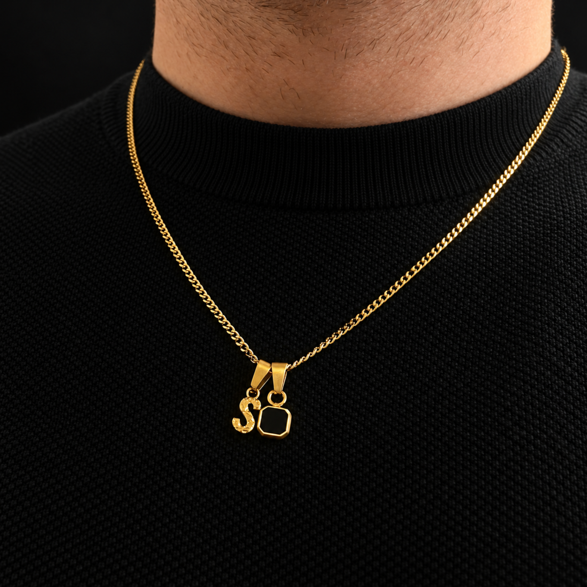 Initial X Onyx Set - Gold