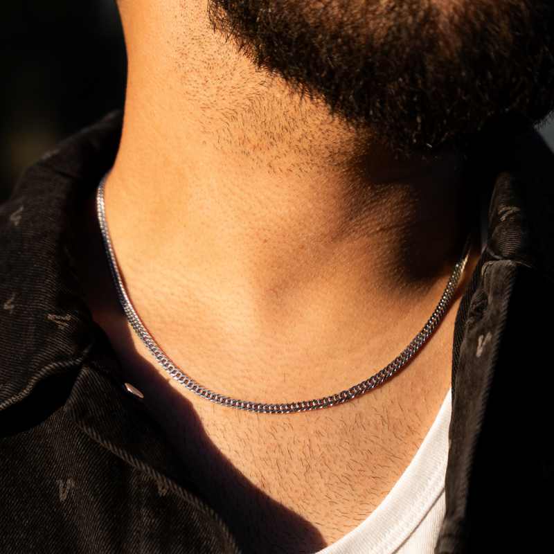 4mm Silver Double Curb Chain - Mens Silver Chain | By Twistedpendant