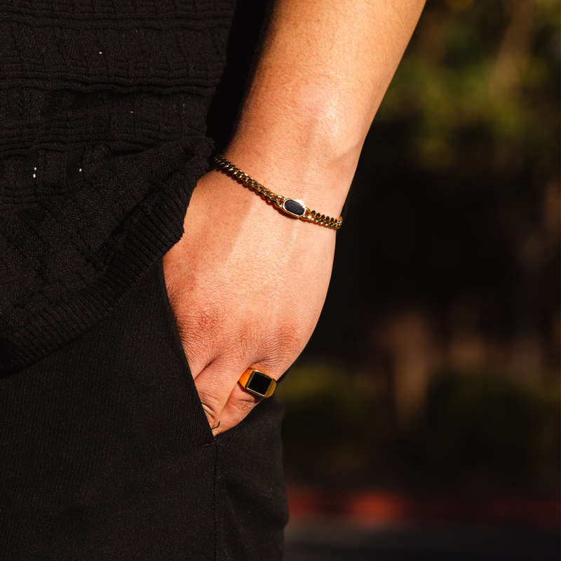 Men's Cuban Bracelet - Gold Onyx Bracelet For Men | Twistedpendant