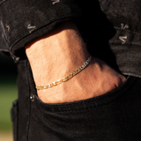 23K Gold Bracelet - Mens Gold Valentino Link Bracelet - By Twistedpendant 