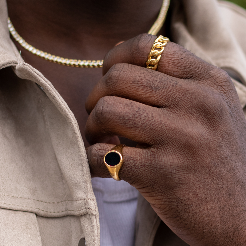 Gold Onyx Signet Ring - Mens Rings | By Twistedpendant
