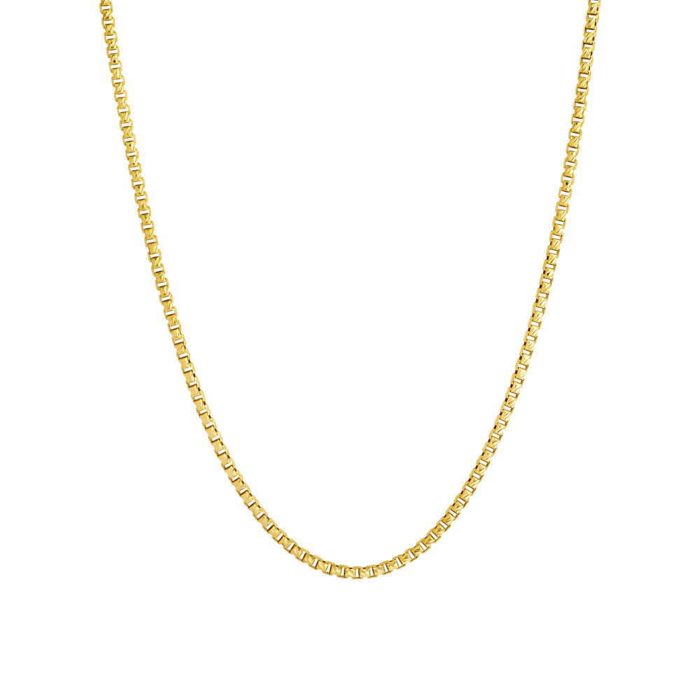 18K Gold Box Cut Chain, Thin Gold Chain Necklace For Men - By Twistedpendant