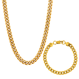 Gold Cuban Chain & Bracelet (8MM) - Gift Sets For Men - By Twistedpendant