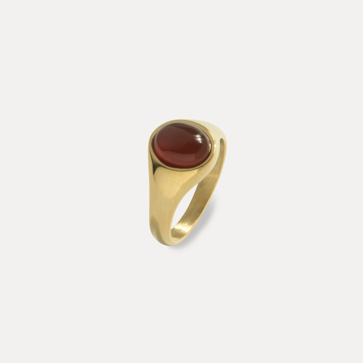 Red Agate Signet Ring - Gold