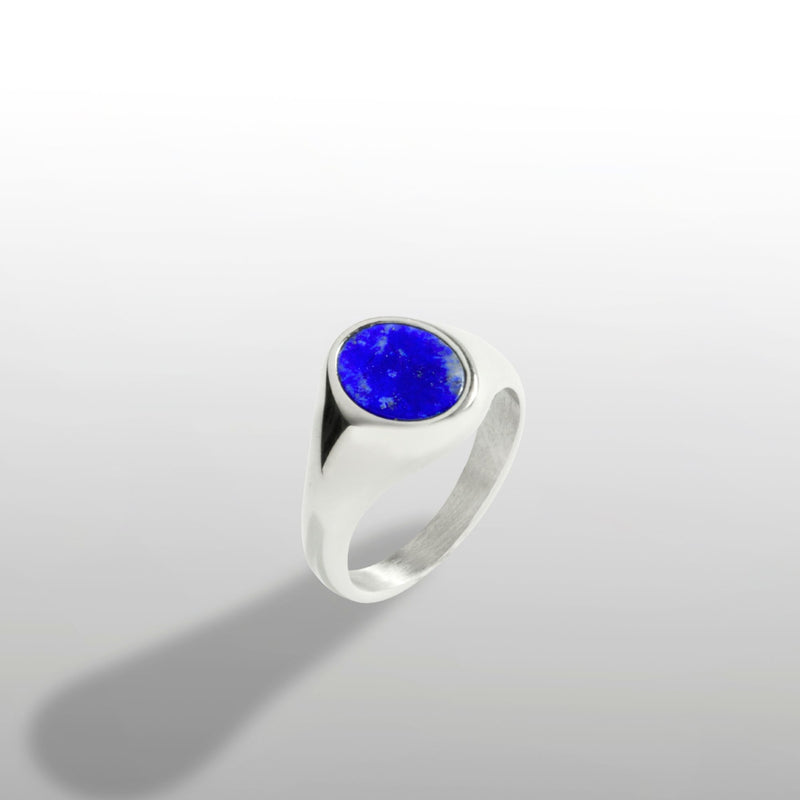 Blue Lapis Lazuli Signet Ring - Silver