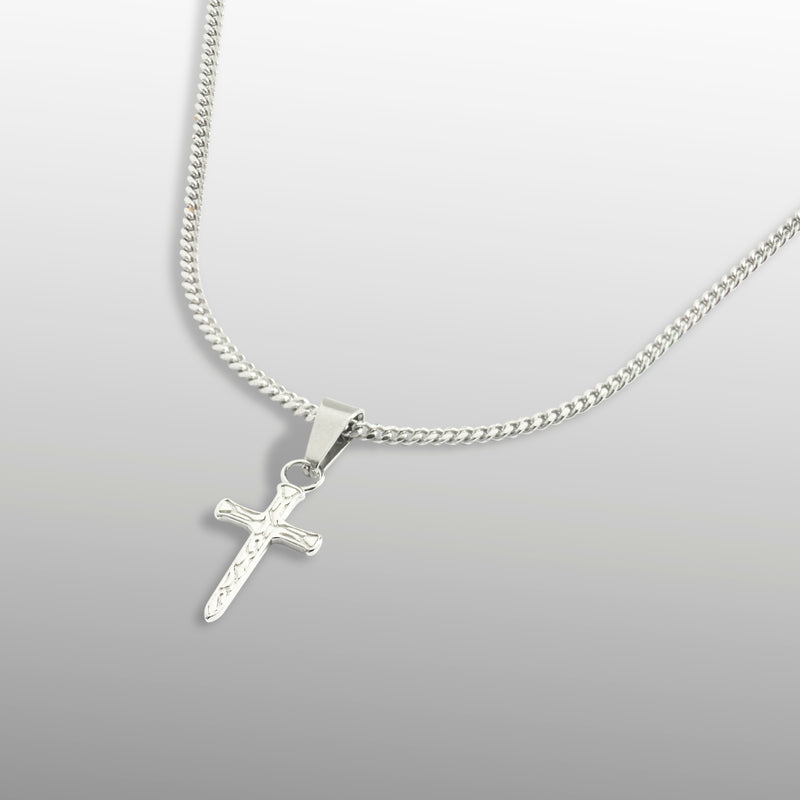 Mens Sterling Silver Dagger Cross Pendant - Mens Necklace | Twistedpendant