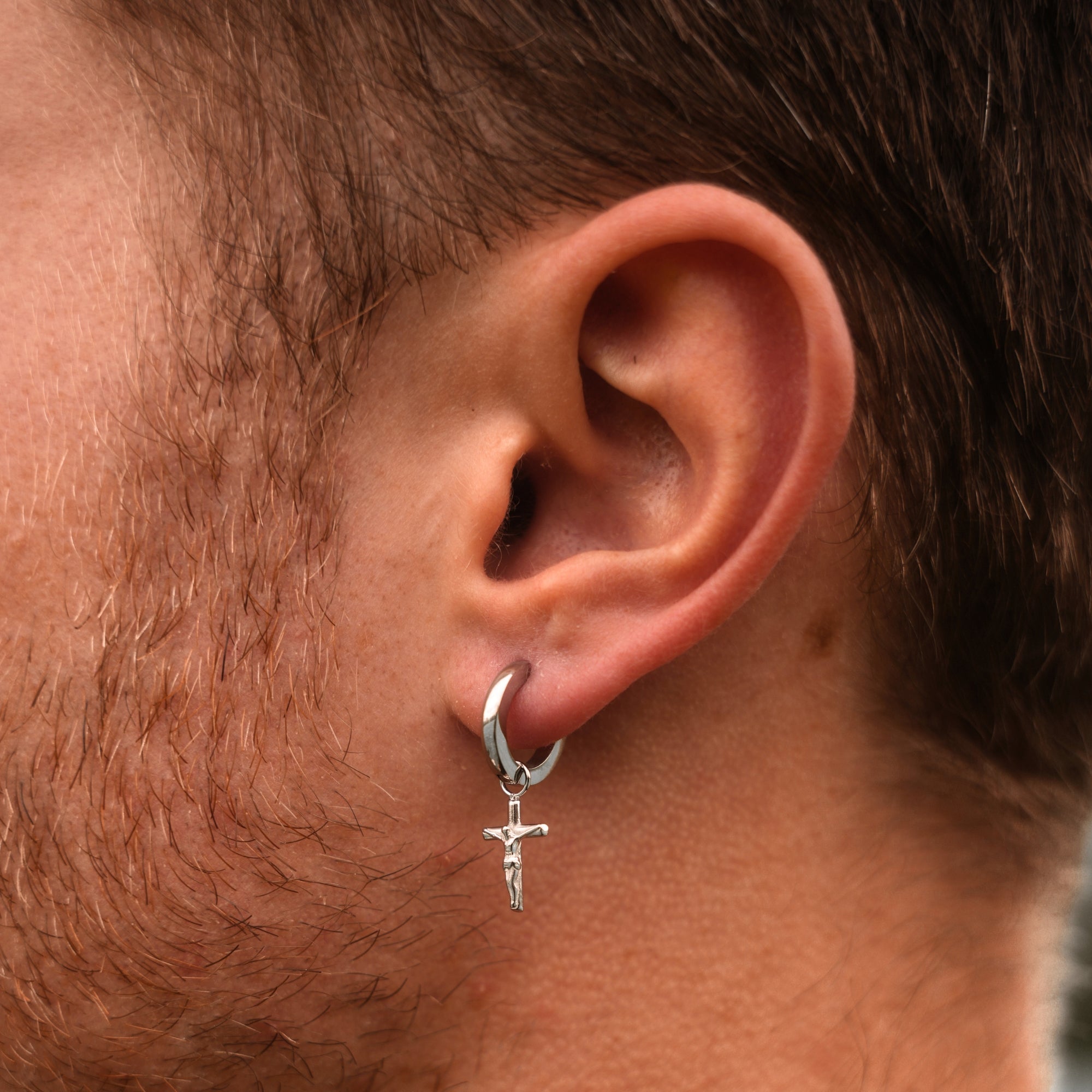 Crucifix Dangle Earring - Gold