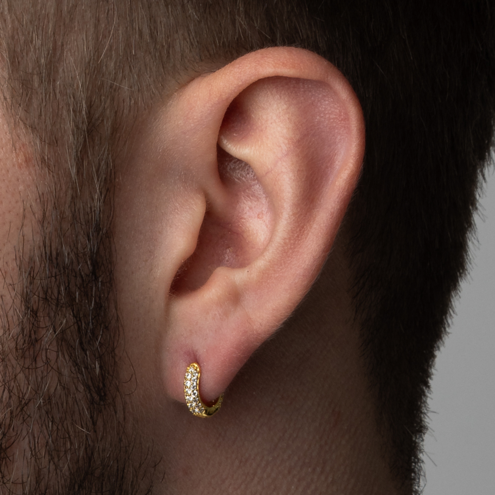 Silver Diamond Huggie Hoop Earrings | Mens Earrings - Twistedpendant