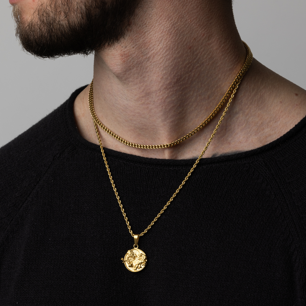 18K Gold Dragon Tiger Pendant | Ying Yang Necklace | Twistedpendant