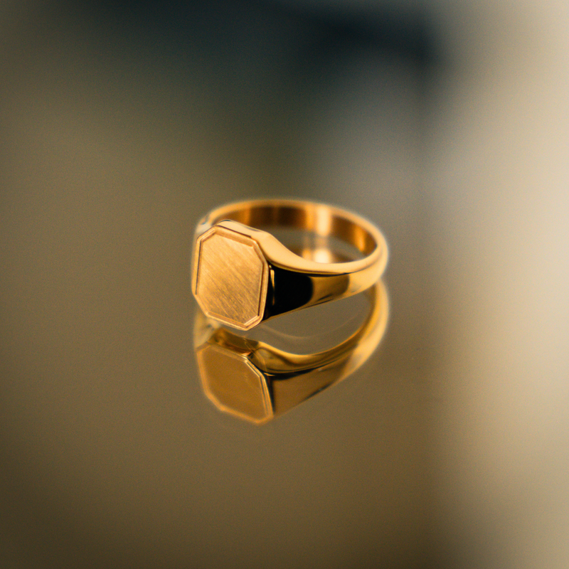 Horizon Ring - Matte 18K Gold Signet Ring For Men | By Twistedpendant