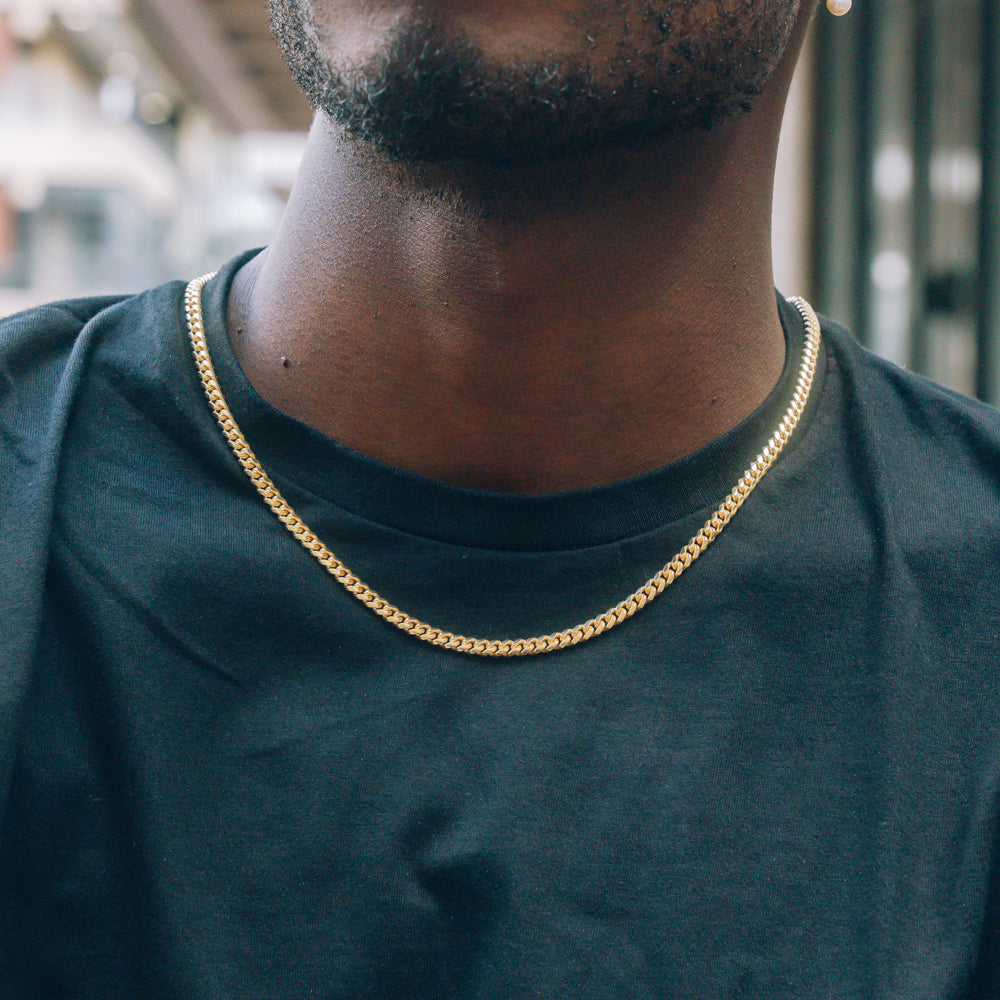 4mm Gold Miami Cuban Chain - Premium Italian Sterling Silver by Twistedpendant