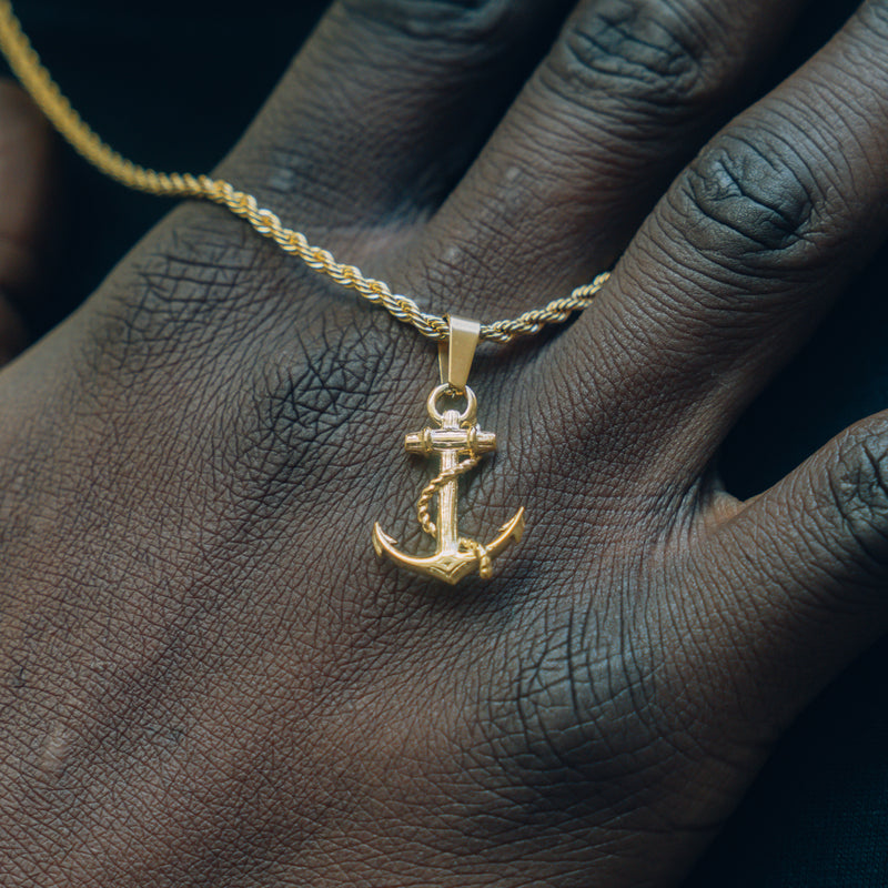 Anchor Necklace - Gold Anchor Pendant For Men - By Twistedpendant