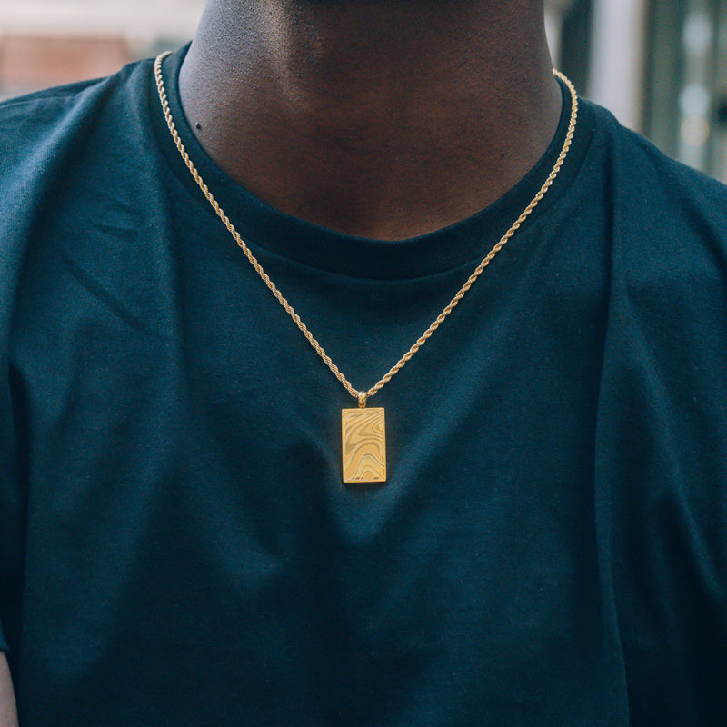 Gold Wave Pendant | Mens Gold Necklaces - By Twistedpendant