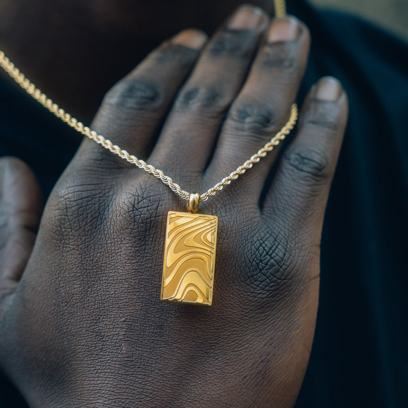 Gold Wave Pendant | Mens Gold Necklaces - By Twistedpendant