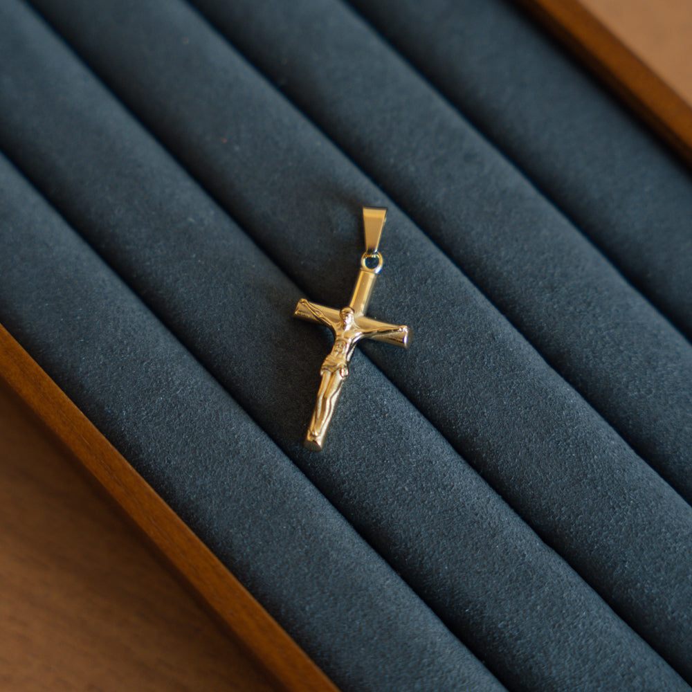 Crucifix Necklace - Mens Gold Crucifix Cross Pendant By Twistedpendant