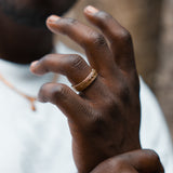 Kosmos Ring - Gold | Greek Key Band Ring For Men - By Twistedpendant