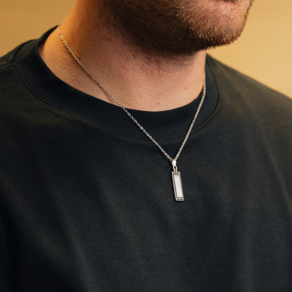 Silver Monolith Pendant - Mens Silver Necklaces - By Twistedpendant