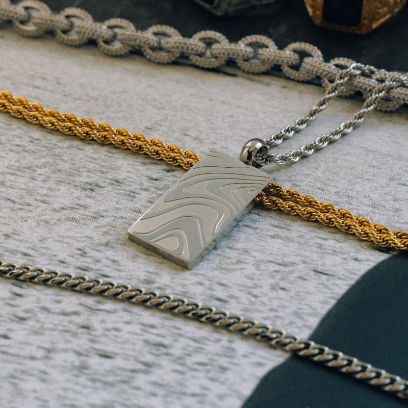 Silver Wave Pendant | Mens Silver Necklaces - By Twistedpendant