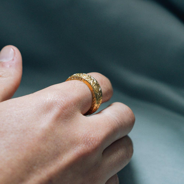 Vortex Ring - Gold | Gold Pattern Ring For Men - By Twistedpendant