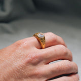 Mens Ring - 18K Gold Diamond Signet Ring For Men - By Twistedpendant