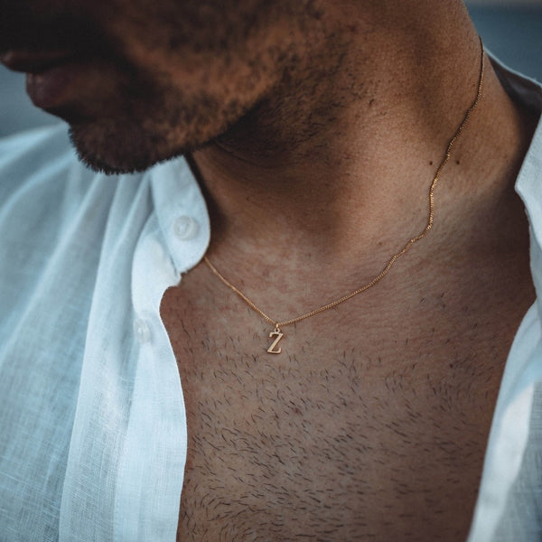 Gold Initial Necklace For Men - Mens Initial Pendant By Twistedpendant