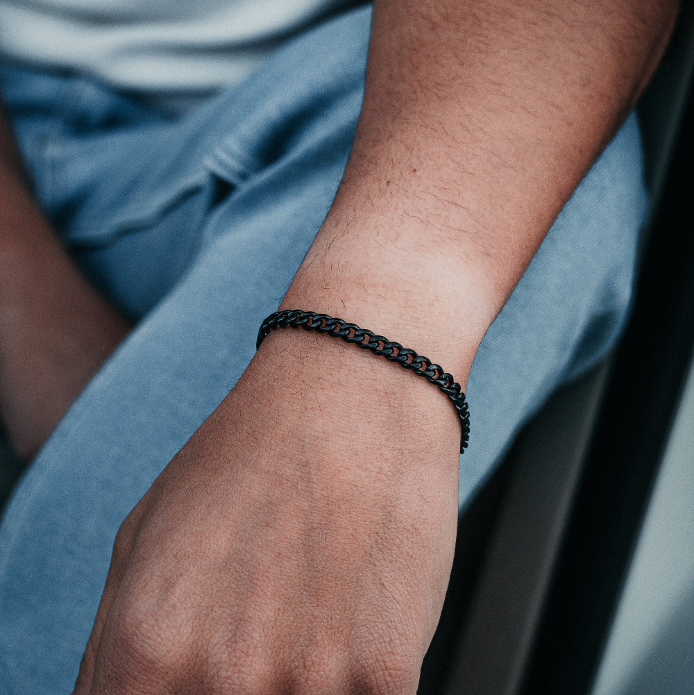Mens Black Cuban Bracelet Chain - Black Jewellery By Twistedpendant